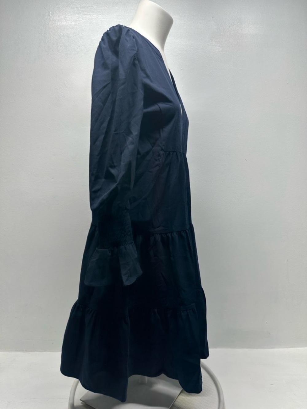Pomander Place Tuckernuck Kenzo Mini Dress Cotton Tiered Long Sleeve Navy Small - Picture 3 of 8